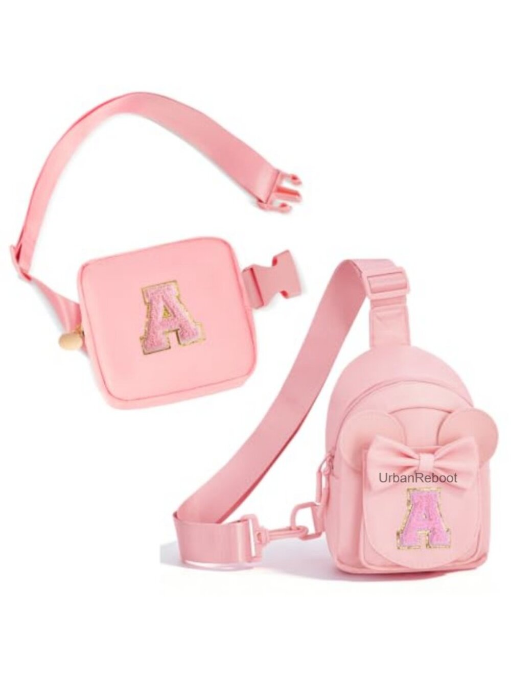 Personalized Initial Crossbody Bag & Mini Belt Bag Set Lightweight Cute